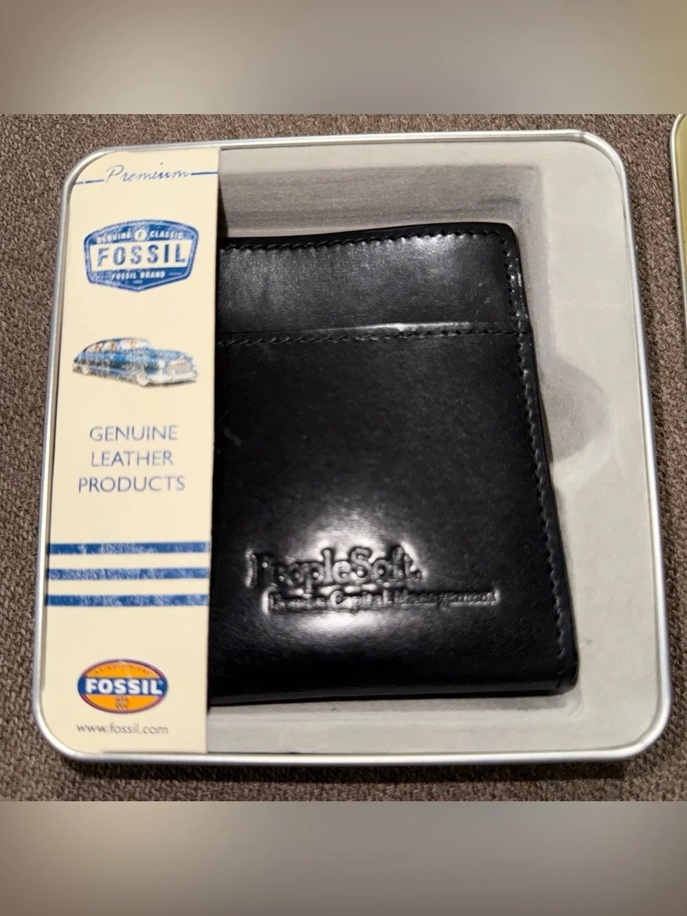 Fossil Black Genuine Leather Money Clip Mens Wallet Front Pocket New #western